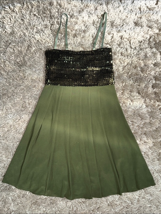 Costa Blanca Dresses & Skirts - Y2K Costa Blanca Olive Sequin Empire Waist Party Mini Dress/Top - Size XS